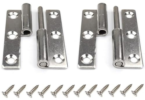 Lot de 2 charnières de porte amovibles robustes en acier inoxydable 304 pour portes intérieures et extérieures (droitier) 10,2 cm