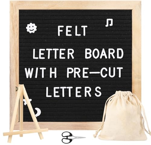 Nymblis Letter Board, 10x10in DIY Felt Letter Board with 340 Letter, Black | Changeable Framed Message Sign, for Baby& Pregnancy announcements, Desktop Decoration, Memo, Menu and Birthday Party