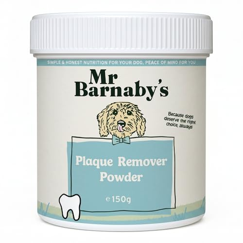 MR BARNABY'S Plaque Off Powder For Dogs - 150g - Plaque Remover for Dogs - No Need for Dog Toothpaste & Dog Toothbrush - Tartar Remover, Supplement Food Topper Powder for Fresh Breath & Dental Care