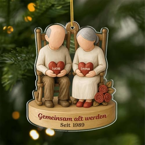 Geschenke Mall Personalisiertes Ornamente - Gemeinsam Alt Werden Seit - Personalisierte Weihnachtssgeschenke, Weihnachtsanhänger für Paare, Deko Weihnachtsbaum (Modell #5)