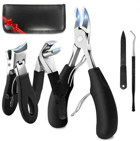 Tagliaunghie Professionale per Piedi Set 5 Pezzi con Tronchesino per Unghie Spesse e Incarnite, Kit Manicure e Pedicure Completo per Uomini e Anziani