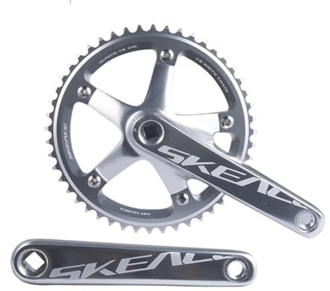 HOMSXPAC Guarnitura per Bici da Pista, 165 mm, interasse bulloni 144 mm, pedivelle a Perno Quadro, Lega di Alluminio, Single Speed, 48/49 Denti, per Bici a Scatto Fisso.