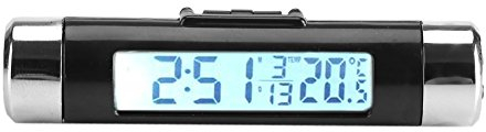 Thermometre Voiture, 3 en 1 Multifonction Horloge température voiture affichage calendrier avec écran LCD rétroéclairé sur grille d'aération (pile non incluse) (rétroéclairage blanc)