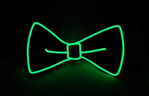 SOUTHSKY LED Leuchtend Fliegen Krawatte Neuheit mit Licht Neon Lichter Blinker leuchtende Einstellbar für Karneval Halloween Kostüm Geburtstag Cosplay Party (Fluoreszierendes Grün Licht)