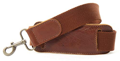 LECONI breiter Trageriemen Schulterriemen längenverstellbarer Tragegurt für Damentaschen und Herrentaschen Baumwolle Leder 150cm 3,8x150cm braun LEC-R6