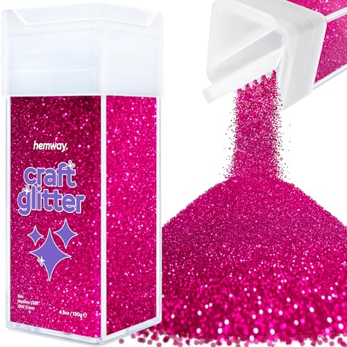 Hemway Premium Craft Glitter Shaker - Dark Rose Pink | 130g Microfine Metallic Flake Sequins for Resin & Epoxy Crafts | Craft Supplies for Festival, Tumblers, Body, Face, Eye & Nail Art