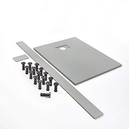 Milano Rasa Light Grey Textured Slate Effect Rectangular Shower Tray Riser Kit - 1500mm x 800mm