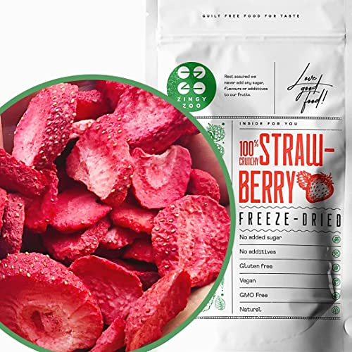 Fresa Liofilizada | Comida Liofilizada | Fresa Deshidratada Fruta Liofilizada | Vegana Cruda 100% Fruta Pura | Freeze Dried Fruit Strawberry Slices de Fresa Sin Azucar Fresas Fruta Escarchada (90g)
