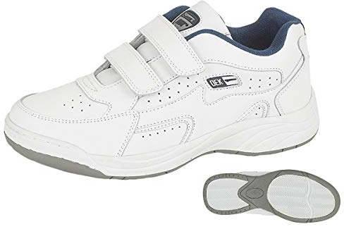 Mens Arizona Wide Fit Touch Fastening Coated Leather Trainers White (E Fitting) 9 UK