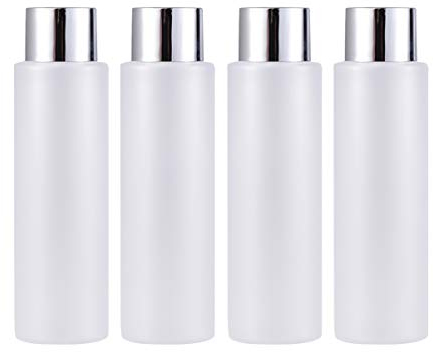 FRCOLOR 4 Pieces 200ml Empty Bottles with Flip Cap, Transparent Travel Bottle Containers Squeeze Lotion Bottles for Toiletry, Shampoo, Shower Gel, Cosmetics