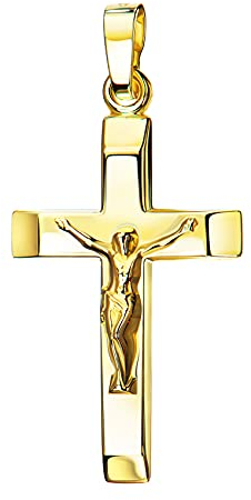 JEVELION Kruzifix-Anhänger 333 Gold 8 Karat Kreuz-Anhänger Jesus Christus Ketten-Anhänger mit Schmuck-Etui
