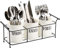 Bekith 3-teilig Keramik Einmachglas Besteckhalter Utensilienhalter Besteck Organizer aus Keramik mit Metallgestell, Besteck, Löffel, Gabel Organizer für Küchentisch, Schrank oder Speisekammer
