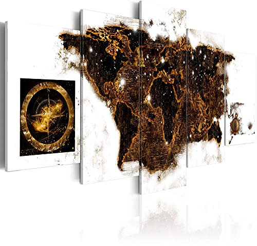 Cuadros B&D XXL - Cuadro de Cristal acrílico Mapa del Bocao 100x50 cm Impresión de 5 Piezas Pintura sobre Vidrio Imagen Gráfica Decoracion de Pared World Map Continentes k-A-0010-k-n