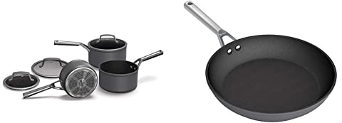 Ninja Foodi ZEROSTICK 3-Piece Pan Set, [C33000UK]Hard Anodised Aluminium, Induction Compatible & Foodi ZEROSTICK 28cm Frying Pan, [C30028UK] Hard Anodised Aluminium, Induction Compatible