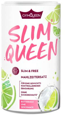 GymQueen Slim Shake 420g, Buttermilk-Lime, Leckerer Diät-Shake zum einfachen Abnehmen, Mahlzeitersatz mit Vitaminen und Nährstoffen, nur 250 kcal pro Portion & ohne Zucker-Zusatz