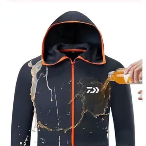 Bopchk Camping Regenjacke Männer Frauen wasserdichte Sonnenschutzkleidung Angeln Jagdkleidung Schnell trocknende Haut Windjacke mit Tasche,Black,XL