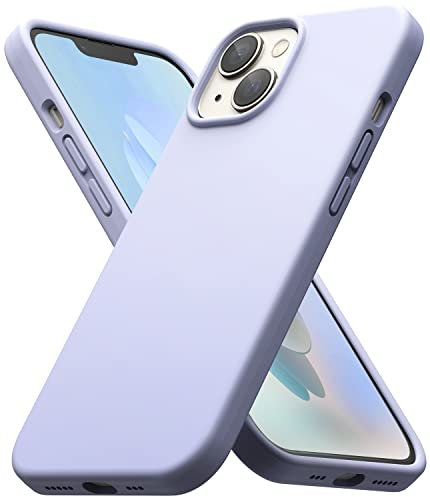 Ringke Silicone Case Compatible with iPhone 14 6.1-Inch, Soft Feel Silky Anti-Fingerprint Liquid Silicone Back Cover with Microgiber Lining - Lavender