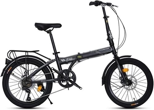 20 Zoll Faltrad Für Erwachsene, 7 Gang Fahrrad, Ultraleichtes, Tragbares Fahrrad Mit Mechanischen Scheibenbremsen Vorne Und Hinten Black