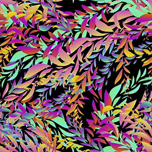 HEKO PANELS Stoff Oxford Wasserdichte Meterware Canvas-Stoff Polyester Stoff Zum Nähen Nähstoffe Möbelstoffe Dekostoffe Handwerken Wasserabweisend Blickdicht Blätter Bunt 1 Meter 155 x 100 cm