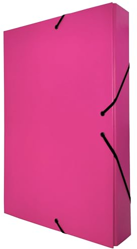 Raylu Paper Projektmappe Matt A4 mit 5 cm Rückenbreite, stabile Kartonmappe und Verschluss mit Gummibändern für Schulprojekte oder Büro, Aktenordner Größe 34 x 24 cm (Rosa)