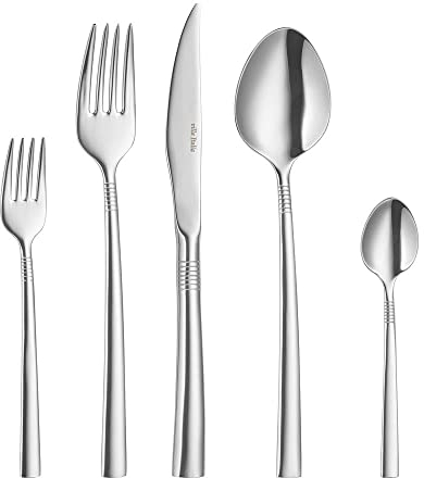 VILLA ITALIA Besteck Set Tafelbesteck Löffel Gabel Messer Chrom Edelstahl Klassik Besteck Set für 12 Personen 60 Teile VICTORIA