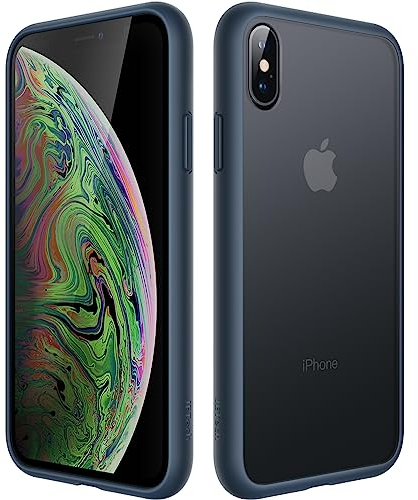 JETech Matte Case for iPhone Xs and iPhone X 5.8-Inch, Shockproof Military Grade Drop Protection, Frosted Translucent Back Phone Cover, Anti-Fingerprint (Storm Blue)