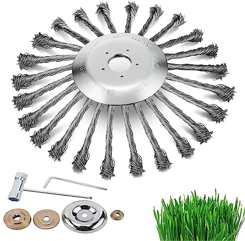 Cepillo para Desbrozadora, 250 x 25,4mm Cepillo de Malezas Profesional Ccepillo de Malas Hierbas para Desbrozadora de Acero Recortadora de Malezas para Limpieza de Malezas, Musgo (10 Pulgadas)