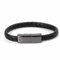 USB Charging Cable Bracelet portable charger 3A current, braided cord & leather wristband design, compatible with USB Lightning & Tybe C (20cm, USB Lightning)