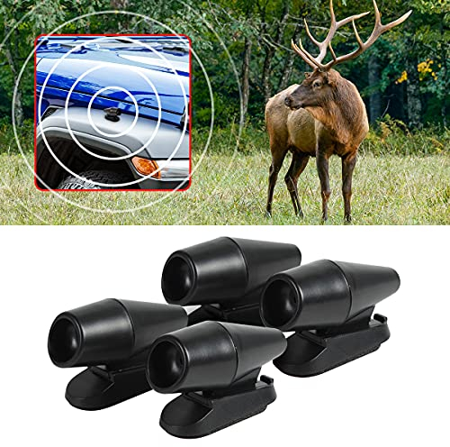 JNNJ 4Pcs Auto-Wildwarnpfeife, Ultraschall-Wildwarngerät, Alarmhupe zur Abwehr von Tieren, Um Zusammenstöße zu Vermeiden, Schutz für Pkw Lkw und Motorräder(Schwarz)