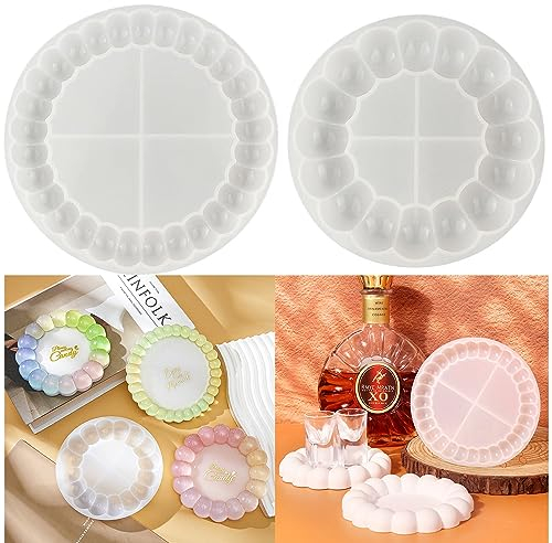 LONGHAO 2 pcs Bubble Tray Form Untersetzer,Silikonform Untersetzer Tablett,Resin Silicone Tablett Untersetze,Silikonform Tablett Epoxidharz Untersetzer,Silikonformen Teller für Schmuckteller