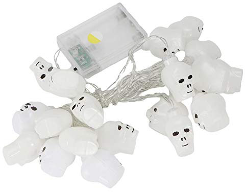 OKJHFD 3 Meter 20 LED-Lichterkette, Halloween-Requisiten, Totenkopf-Muster, Party-Dekoration, Licht Mit Blinkender Batterie, Stil, Feiertagsdekoration, Lichtschädel
