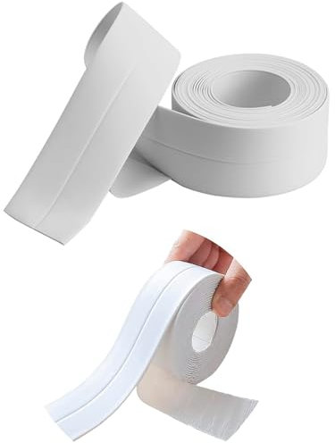 Avilia Set 2 Nastri Sigillanti Impermeabili 3,5m x 5cm - Silicone Bianco Antimuffa per Cucina e Bagno, Isolante per Doccia e Finestre, Protezione Duratura contro Acqua e Umidità