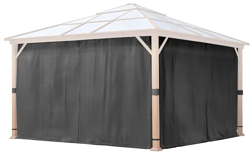 TOOLPORT 4 Seitenteile für Gartenpavillon Forest Deluxe 4x4 m - Polyester ca. 180 g/m² - mit Reißverschluss - grau
