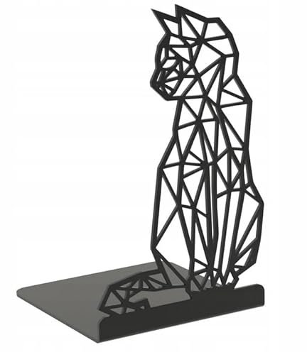 Sellon24® 1 serre-livres en forme de chat pour tenir des livres, élégant pour la maison, le bureau, l'étagère - 11 x 11 x 18 cm (l x p x h) - En métal - Cadeau décoratif - Noir