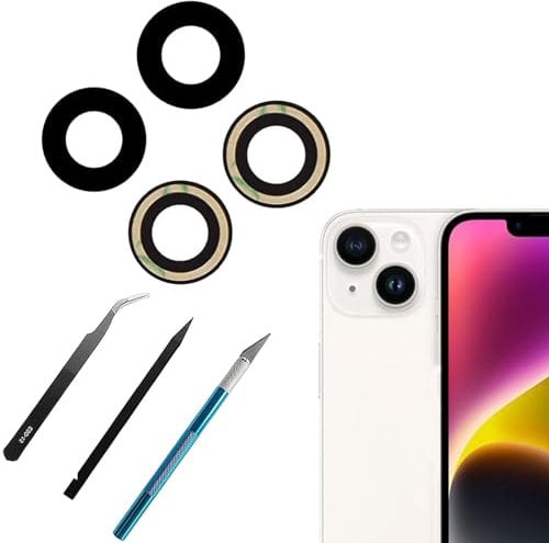 Sapphire 14 Plus/14 Lentille de rechange pour appareil photo arrière iPhone 14/iPhone 14 Plus avec kit d'outils de réparation professionnel, anti-rayures et étanche