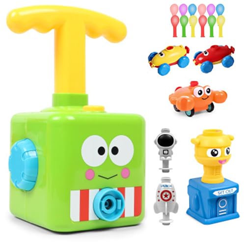 Balloon Powered Car Toy - Balloon Powered Launch Car Powered Car Toy Set Educational Toys for 2 3 Year Olds Balloon Pump Toy Creative Vehicle Toys for Toddler Balloon Toys Gift for Kids(Frog)