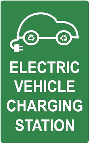 GLOBAL CARTELLO SEGNALETICO - electric vehicle charging station - Adesivo Extra Resistente, Pannello in Forex, Pannello In Alluminio (20X31 CM, Alluminio)