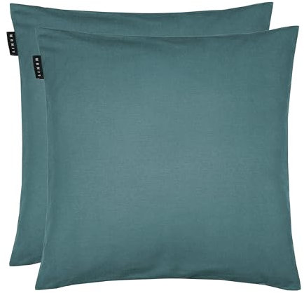 LINUM Annabell Elegant Kissenhülle 50x50 cm 2er-Pack, 100% Baumwolle, Maschinenwaschbar, Dunkles Grautürkis