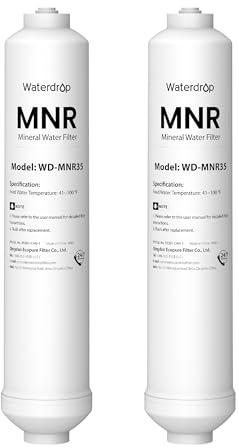 Waterdrop Filtro de Agua en Línea de Remineralización, Posfiltro de Conexión Rápida de 1/4 para Sistema de Filtro de Osmosis Inversa RO, Restauración de Minerales Esenciales (2)
