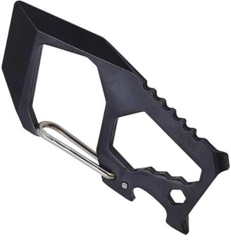 Domasvmd Mousqueton en acier inoxydable pour l'extérieur, décapsuleur, porte-clés, multifonction, camping, escalade, outil de poche multifonction en plein air