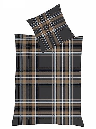 Traumschlaf Feinbiber Bettwäsche Aspen Sudbury dunkelgrau 1 Bettbezug 135 x 200 cm + 1 Kissenbezug 80 x 80 cm