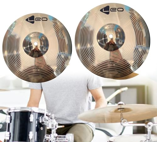 Piatti per batteria, 8 piatti in ottone da 25,4 cm, per percussioni, Splash Crash, Hi-Hat, Jazz per batteria di tutti i livelli (25,4 cm)
