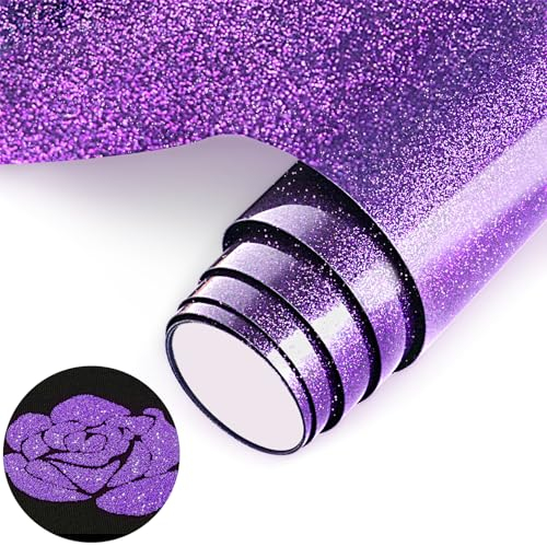 NANAPLUMS Plotterfolie Textil, Glitzer 3D-Puff-Vinyl- 30,5 x 100 cm Puff HTV Vinylrolle für T-Shirts, 3D-Puff-Hitzetransfer-Vinyl, Glitzer Lila