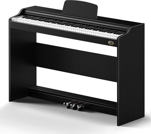 Rosen P35 Pianoforte digitale a 88 tasti per principianti con tastiera pesata e supporto per mobili, pianoforte elettrico portatile nero, unità a 3 pedali