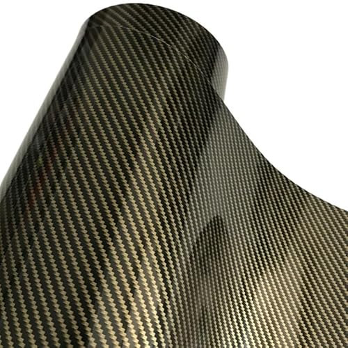 DUANSIYU Autofolie 50x300cm Gold Diagonal 2D Carbon Fiber Glänzend Carbon Faser Vinyl Film Auto Wrap Folie Mit Air Release Car Wrapping Folie(Gold Diagonal,20cm x 152cm)