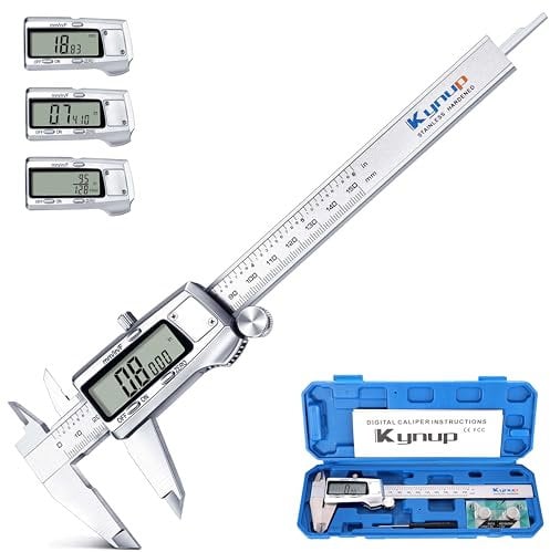 Kynup Messschieber Digital, 150 mm Schieblehre Digital Edelstahl, Elektronik Messschieber Messwerkzeuge, voll ausgeschaltet, LCD Display für Haushalt und Industrie Messung Messlehre