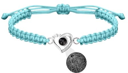 Xtyggoi Individuelles Foto Projektion Armband Personalisierte Herz-Anhänger Armbänder Paare Ich liebe dich geflochtene Armbänder Schmuck für Frauen Männer