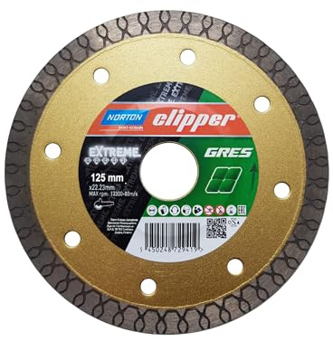 NORTON CLIPPER Disque diamant Extreme Gres - Diamètre 125 mm - Alésage 22,23 mm - Segment (H/l) 10/1,2 mm - 70184602448