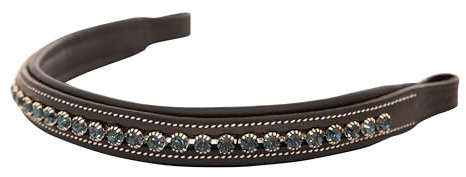 Exion Pferde-Stirnband für englische Zaumzeug, weich gepolstertes Reiter-Stirnband für Show & Dressur, Montana-blaues Kristall-Stirnband für Pferde