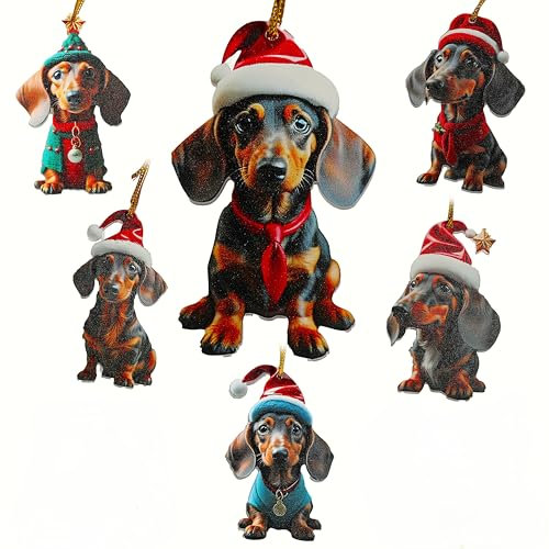 MC-Trend 12 Stück Weihnachtsbaum-Deko im Dackel-Design – Lustiger Christbaumschmuck für eine besondere Weihnachtsdeko (12)